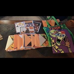 60 Halloween greeting cards mostly Hallmark and 3 Halloween bags included